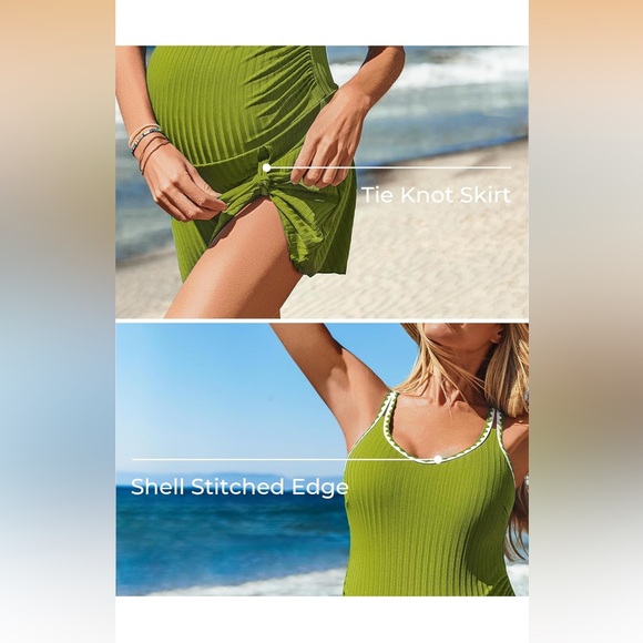 Apple Green Maternity one-piece swim dress with built-in bottom Size 4/0182 - Picture 2 of 5